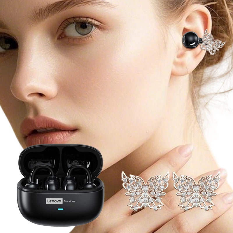 Auriculares Lenovo LE302 HIFI estéreo deportivos de clip abierto, Bluetooth 6.0 con cancelación de ruido y batería de larga duración