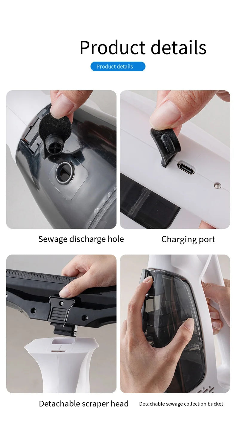 Nettoyeur de vitres électrique sans fil multifonctionnel, Machine blanche, Rechargeable, automatique, Portable, outils de nettoyage de vitres