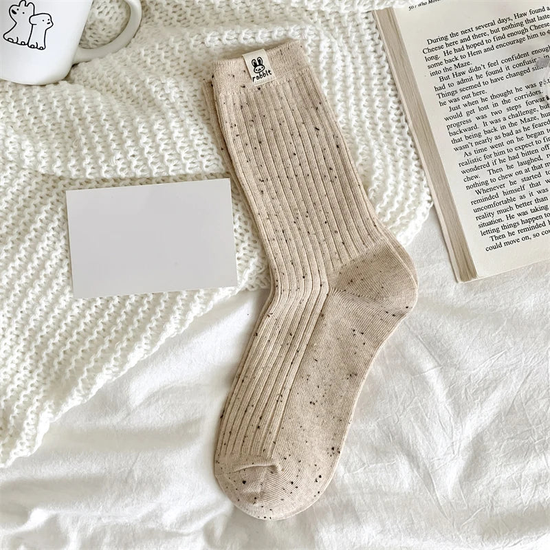 Chaussettes Carillon Respirantes Femme — Dessin Animé, Style Coréen, Décontractées, Douces