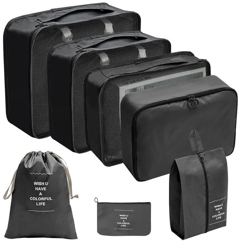 7/8/9/10 pièces ensemble organisateur de voyage sacs de rangement valise emballage Cubes ensemble étuis Portable bagages vêtements chaussure bien rangé pochette pliante