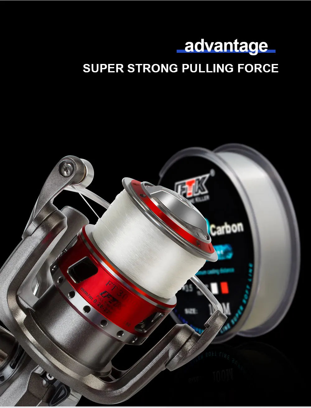 FTK 100M ligne de pêche à revêtement fluorocarbone 0.14mm-0.5mm 4.13LB-34.32LB ligne Monofilament en Fiber de carbone ligne de pêche à la carpe ligne coulante