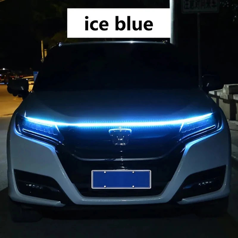 LED Daytime Running Lights for Car Hood, Scanning Start, Decorative Lights, Automatic Engine Hood Guide DRL, Decorative Ambient Lamp, 12V, 150cm