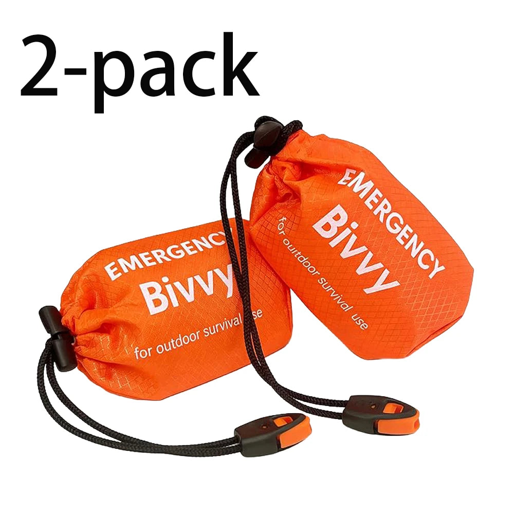 Sac de couchage d'urgence, couverture de survie, sac bivouac thermique en Mylar, abri léger, imperméable et portable pour le camping et la randonnée