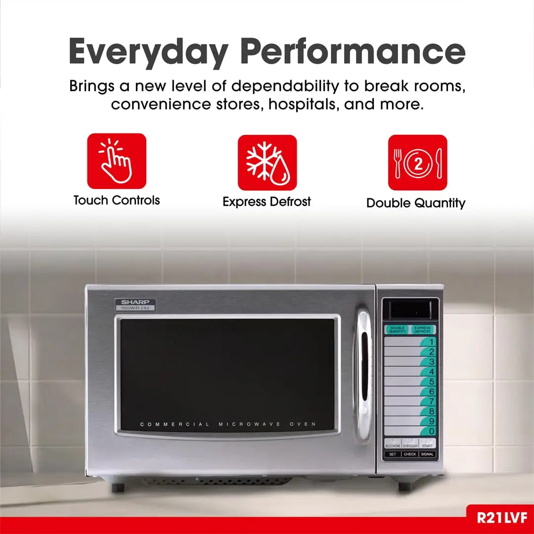 Horno microondas comercial Sharp de potencia media, 1,2 pies cúbicos, ideal para uso comercial