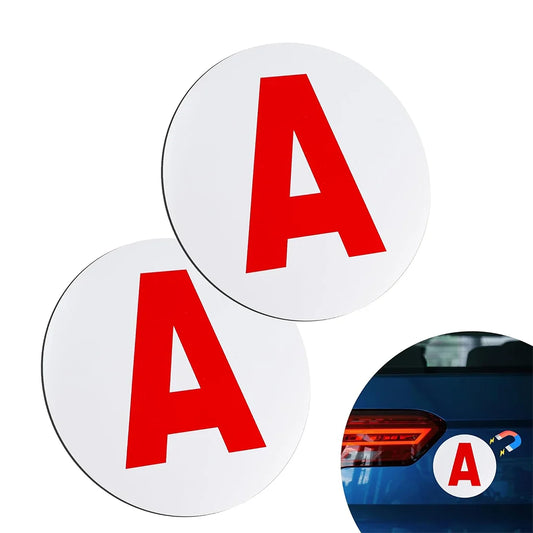 1/2 pieces "A" Magnetic Young Driver, Magnetic A Plate, Ø 15cm Car A Plate, To Be Affixed to the Vehicle, Magnetic Plate