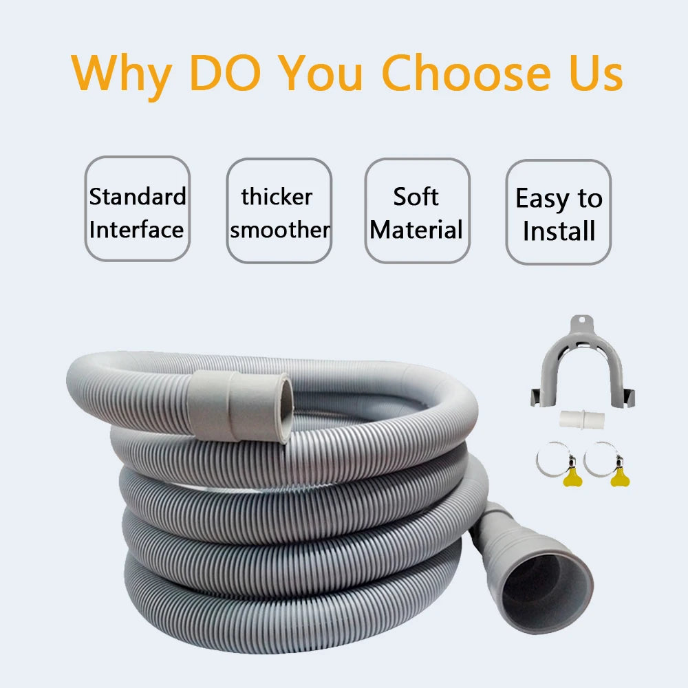 Kit de manguera de drenaje para lavadora y lavavajillas, que incluye manguera corrugada flexible, adaptador de extensión y abrazadera, 1 unidad