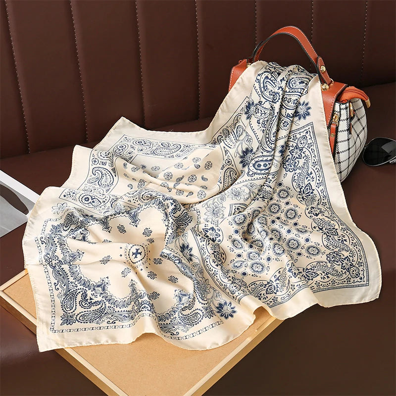 Foulard carré hijab pour femme imprimé populaire — étoles plage, châle, bandeau cheveux