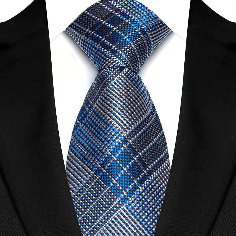 Corbata clásica de cachemira a rayas para hombre, 8 cm, Jacquard, de lujo, color azul real, accesorios, uso diario, regalo para fiesta de boda