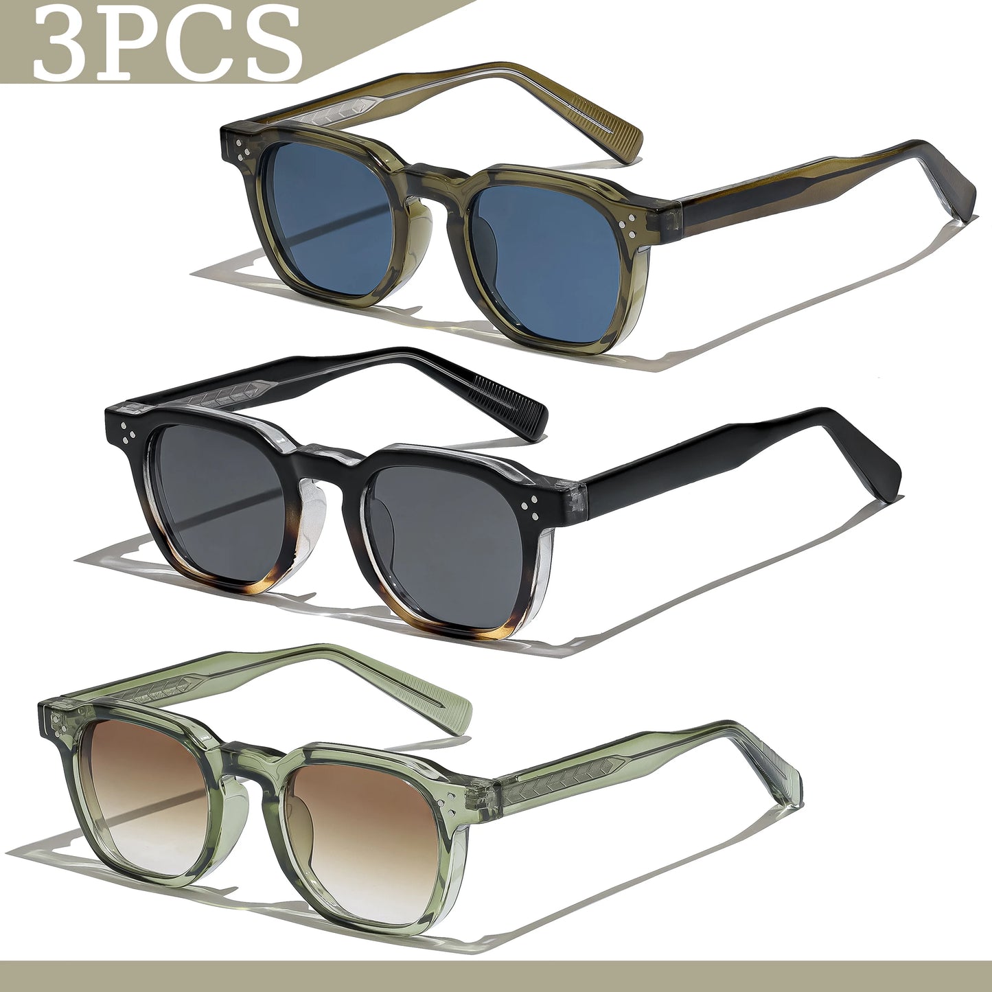 1/2/3 pièces en gros nouveau carré rétro lunettes De Soleil hommes mode Punk lunettes De Soleil femmes lunettes De Voyage Lunette De Soleil Femme UV400