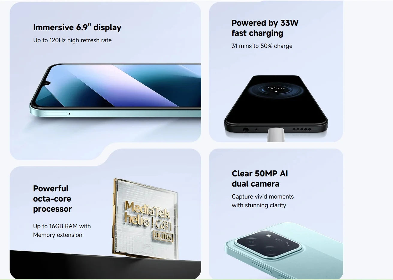POCO C85 6GB/128GB 8GB/256GB NFC Version mondiale Smartphone 50MP caméra 6000mAh batterie
