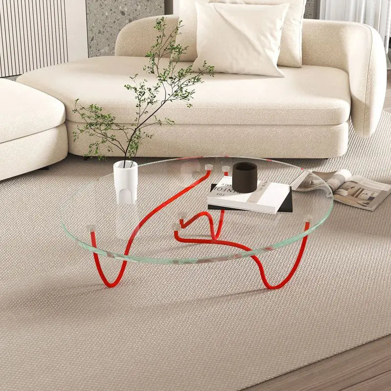 Transparent and Simple Side Table, Modern, Metal, Unique, High-Quality Glass, Nordic, Italian, Slim, Mesa, Living Room Auxiliary Furniture