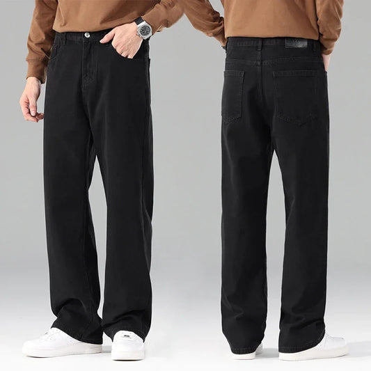 Homme flambant neuf automne jean hommes noir décontracté Baggy pantalon classique droit confortable large Denim pantalon hommes vêtements