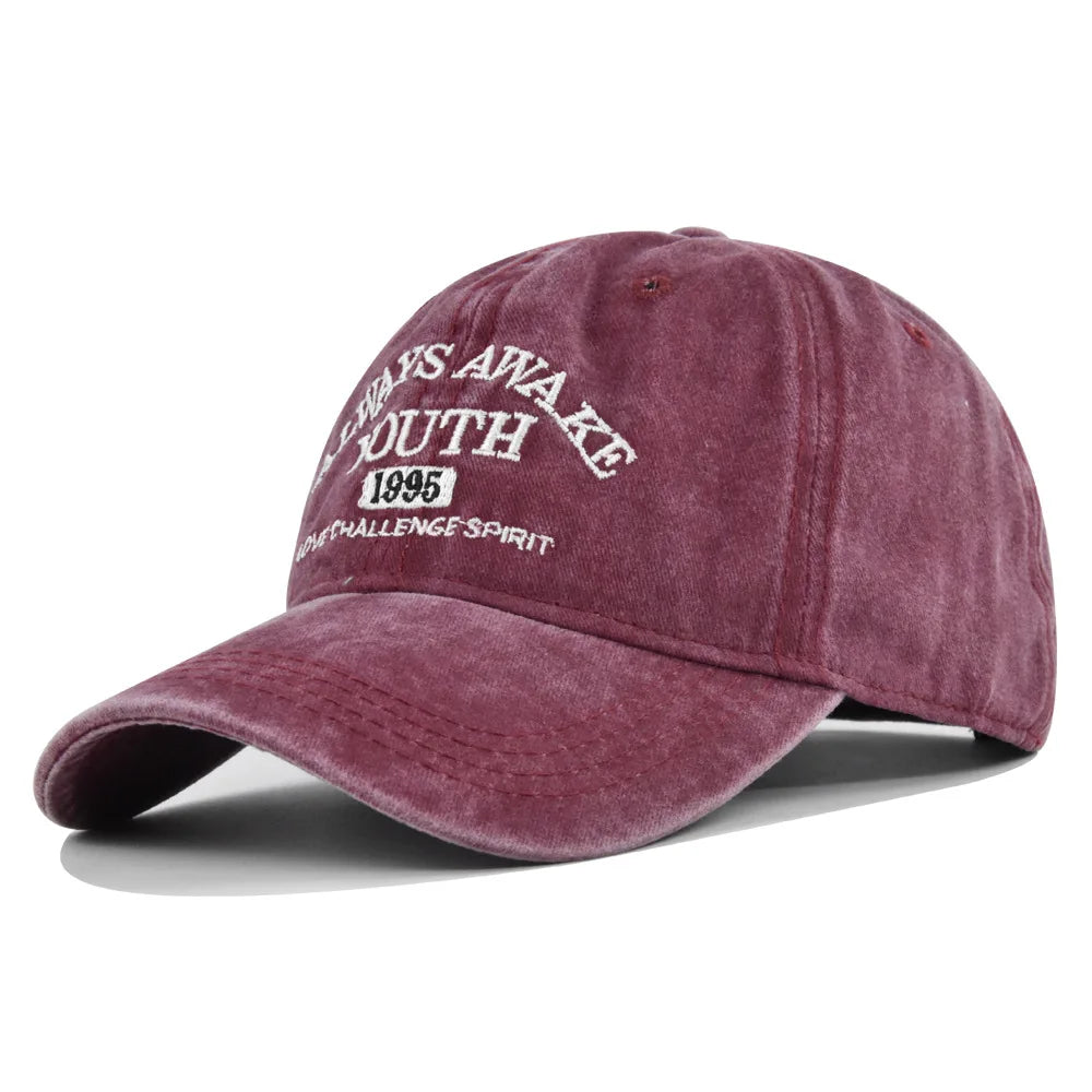 Men Women Embroidered Letter Baseball Cap Vintage Fashion Solid Adjustable Outdoor Sports Snapback Hat Distressed Gorras