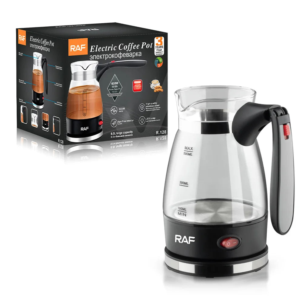 Cafetera turca portátil de 600W, cafetera italiana, árabe, griega, moka, asa plegable, fácil para el hogar y los viajes