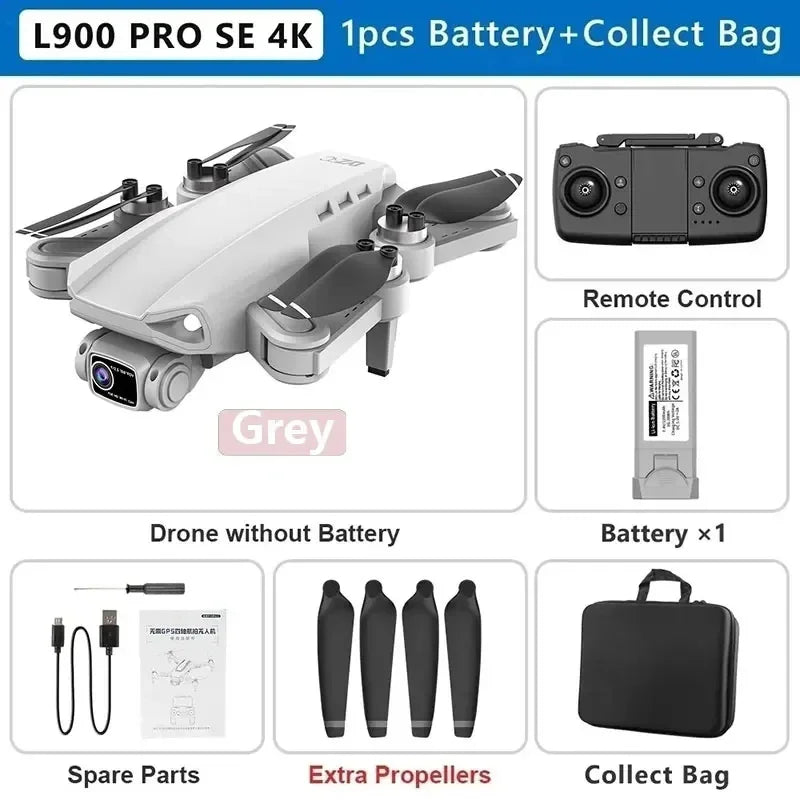 Drone GPS L900 Pro SE MAX 4K, doble cámara HD profesional 5G WIFI 360° Motor sin escobillas para evitar obstáculos Rc FPV Quadcopter Dron