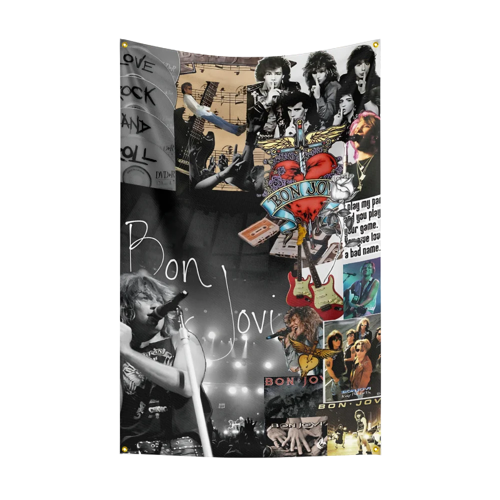 Bandera impresa digitalmente en poliéster, grupo de Rock pesado b-bons-joviss, 3x5 pies, para dormitorio, arte de pared, tapiz de puerta exterior, decoración