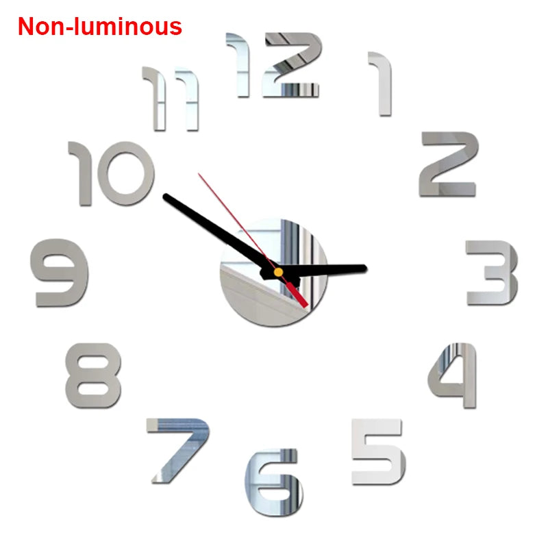 Reloj de pared, reloj de pared luminoso DIY, reloj de cuarzo, pegatinas de espejo acrílico, reloj de pared, decoración de pared, decoración cálida del hogar.