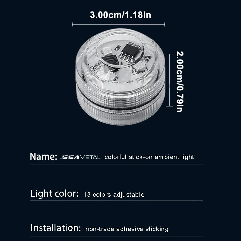 SEAMETAL Luz ambiental LED inalámbrica para interior de coche, lámpara de atmósfera para techo de coche, lámpara de diamante para buceo con control remoto
