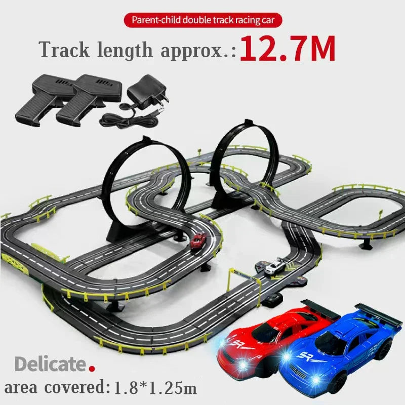 Voiture électrique 1/43, Double piste de course, jouet, Circuit Autorama, Voiture télécommandée, fente ferroviaire électrique, jouet de voiture de course