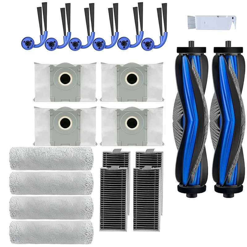 【¡Oferta Flash!】 Kit de repuesto de filtro, paño, rodillo, bolsa para polvo y cepillos laterales principales (21 piezas) para aspiradora Ecovacs Deebot X9 Pro Omni/X9 Pro