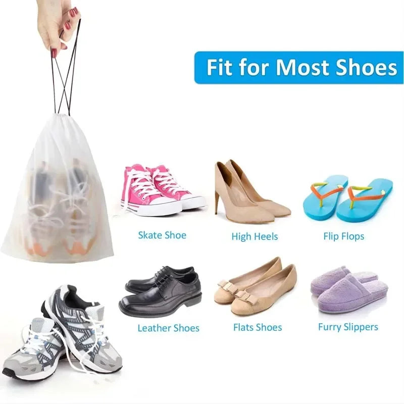 Bolsa de almacenamiento de zapatos portátil, bolsa de almacenamiento de proximidad con cordón para viajes, bolsa de maquillaje, bolsa de almacenamiento de plástico transparente impermeable, 5 piezas, 10 piezas