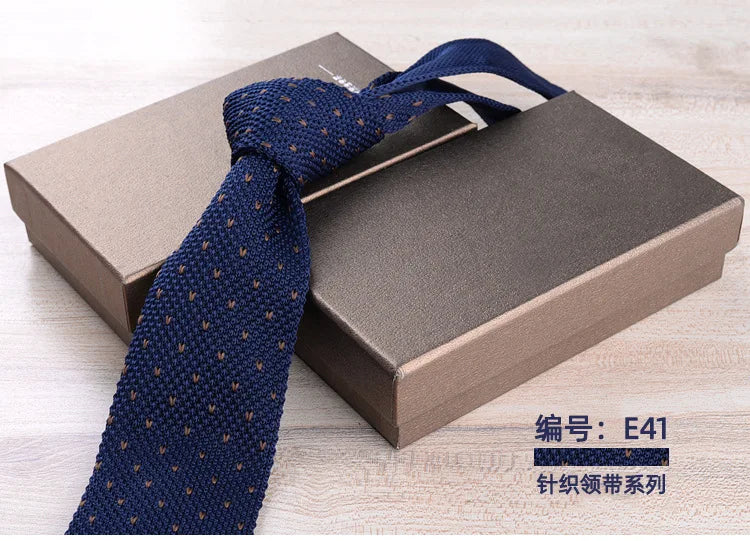 Men's Casual British Style Retro Striped Knitted Ties Formal Business Navy Red Brown Handmade Ties Tuxedo Neckties