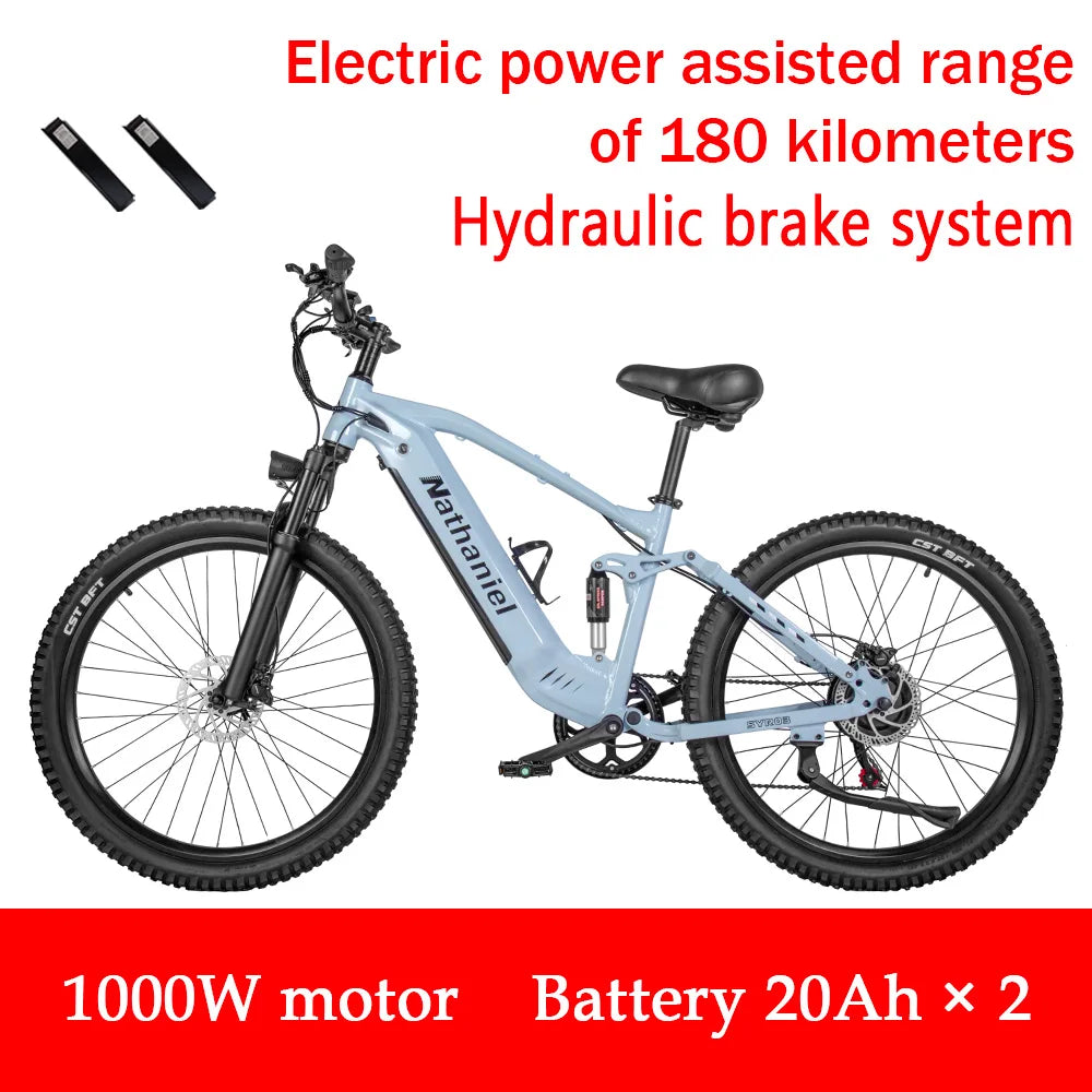 VTT Électrique 1000W 27,5 Pouces 45Ah — 7 Vitesses 45 km/h Adulte Plein Air