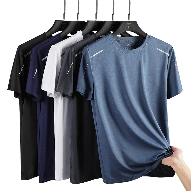 CHRLCK Hombres Correr Secado rápido Transpirable Senderismo Pesca Camisetas Elástico suave Deportes al aire libre Camiseta de manga corta Verano