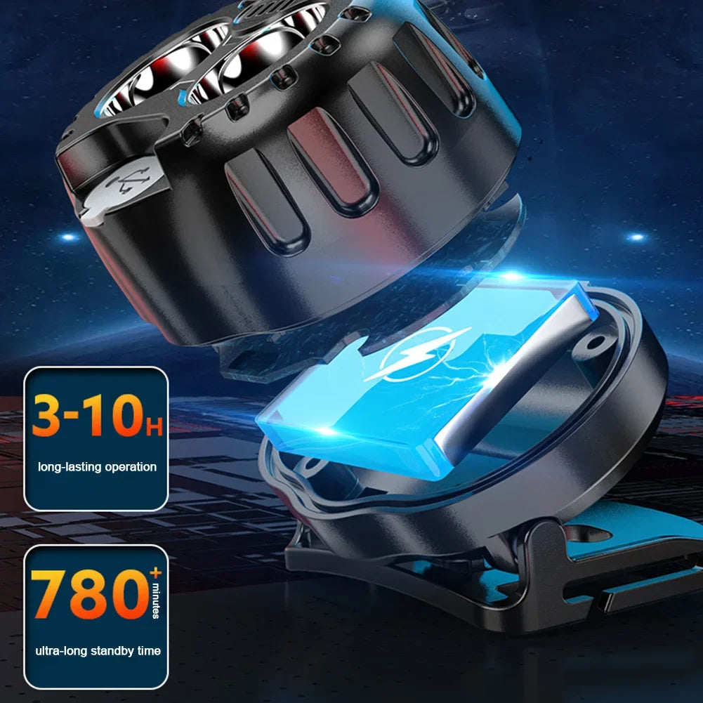 Lampe frontale LED puissante IPX4 étanche lampe de poche d'urgence 250LM XPE lampe frontale LED 500mAh pour la pêche en plein air Camping randonnée