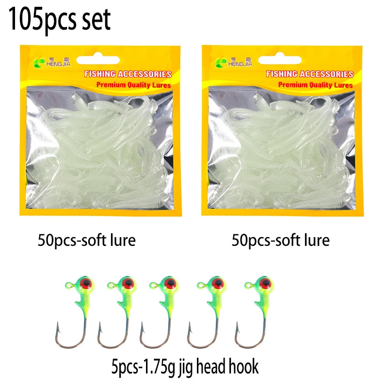 Hengjia 10-50pcs/lot 4.5CM Small Soft Silicone T-Tail Worm Swimbait Lure Fishing Tackle for Carp Black-bass Pike