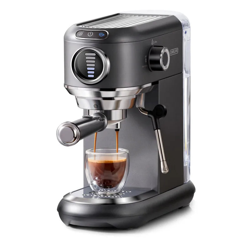 Cafelffe-Espresso Machine for Cappuccino, Semi-Automatic Stainless Steel Coffee Maker, ESE Pod, Powder Steam, Hot, Cold