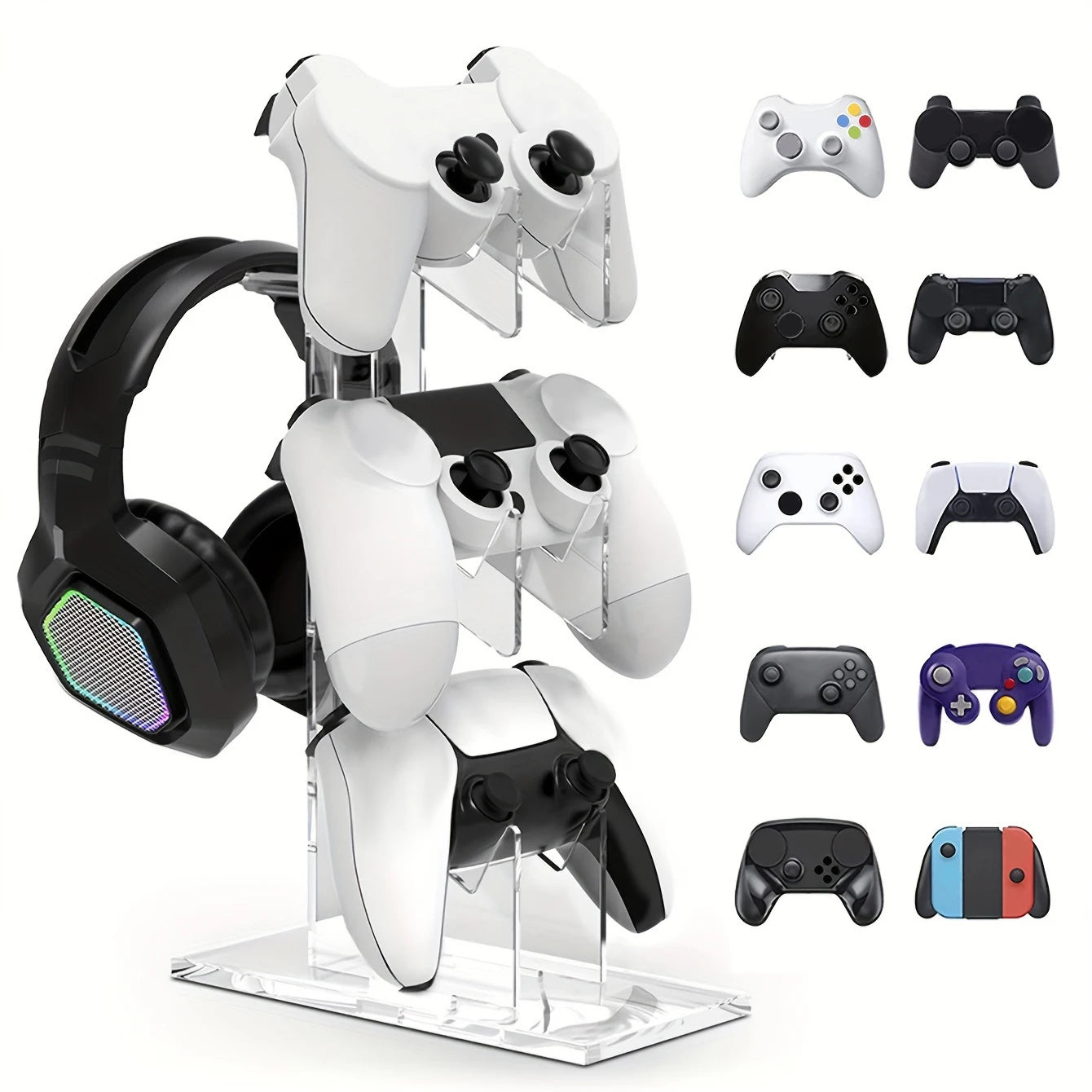 Soporte universal de mando de 3 capas, soporte de teléfono de sauna, accesorios de juego para PS5, soporte de almacenamiento PS4, negro, blanco, transparente