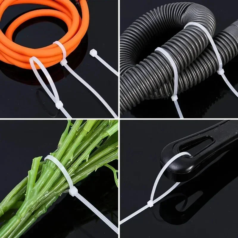 Bridas de nailon ajustables autoblocantes, hebilla de fijación, bridas de metal de plástico reutilizables para oficina y hogar