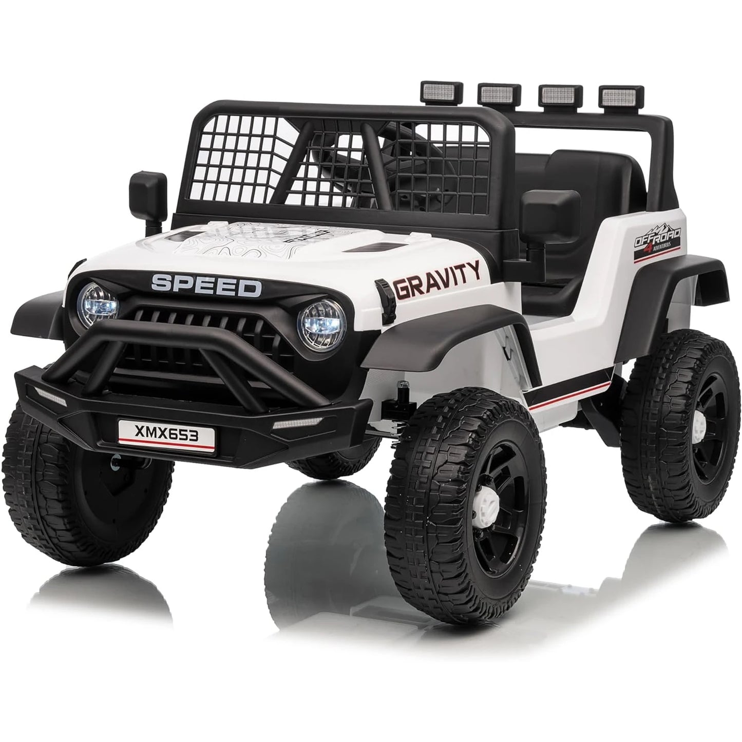 12V Kids Ride-On Truck with Remote Control, 3 Speeds, Emergency Brake, LED Lights, Music and Horn, Electric Car for Kids