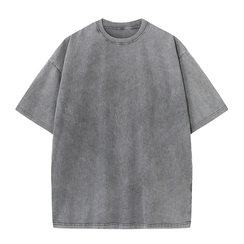 Camiseta de verano para hombre 230G Algodón pesado Vintage Lavado Camisetas Oversize de manga corta sueltas Streetwear Camiseta de manga corta