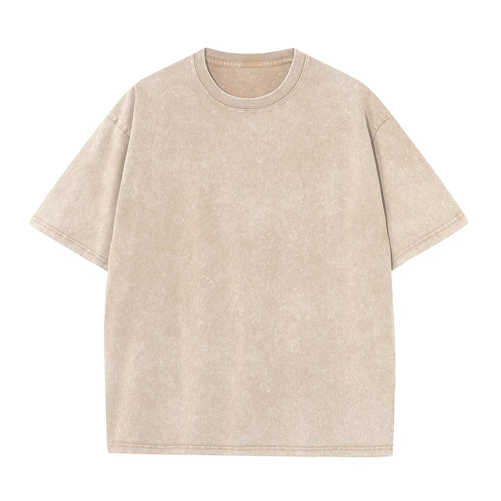 Camiseta de verano para hombre 230G Algodón pesado Vintage Lavado Camisetas Oversize de manga corta sueltas Streetwear Camiseta de manga corta