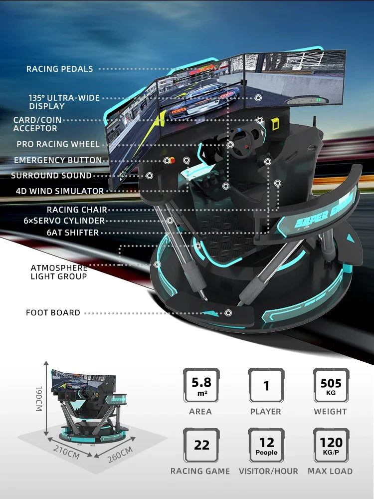 Simulateur de Course F1 VR — Parc Attractions, Voiture Arcade, Machine de Jeu