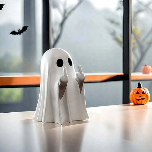 Statue de fantôme mignonne au doigt du milieu, petites figurines de fantômes effrayants, décorations pour la maison d'Halloween, étagère de centres de table basse