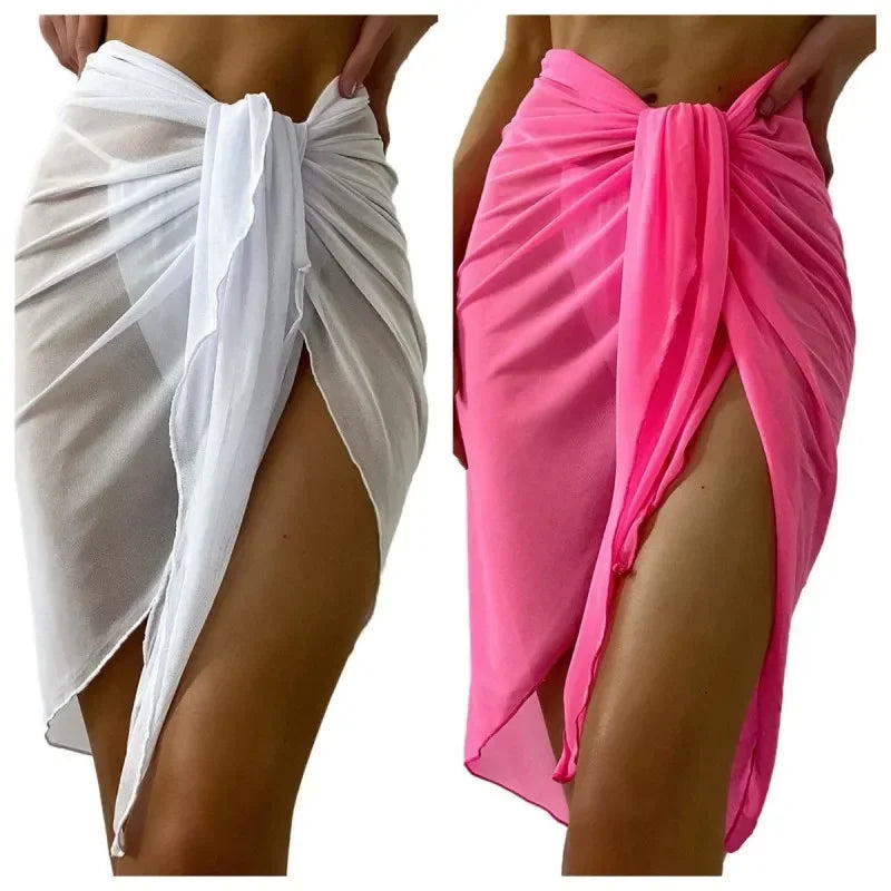 Robe de plage d'été enveloppante pure enveloppement noeud taille maillot de bain couvrir jupe Bikini enveloppes écharpe maillots de bain couverture Ups femmes Bikini châles