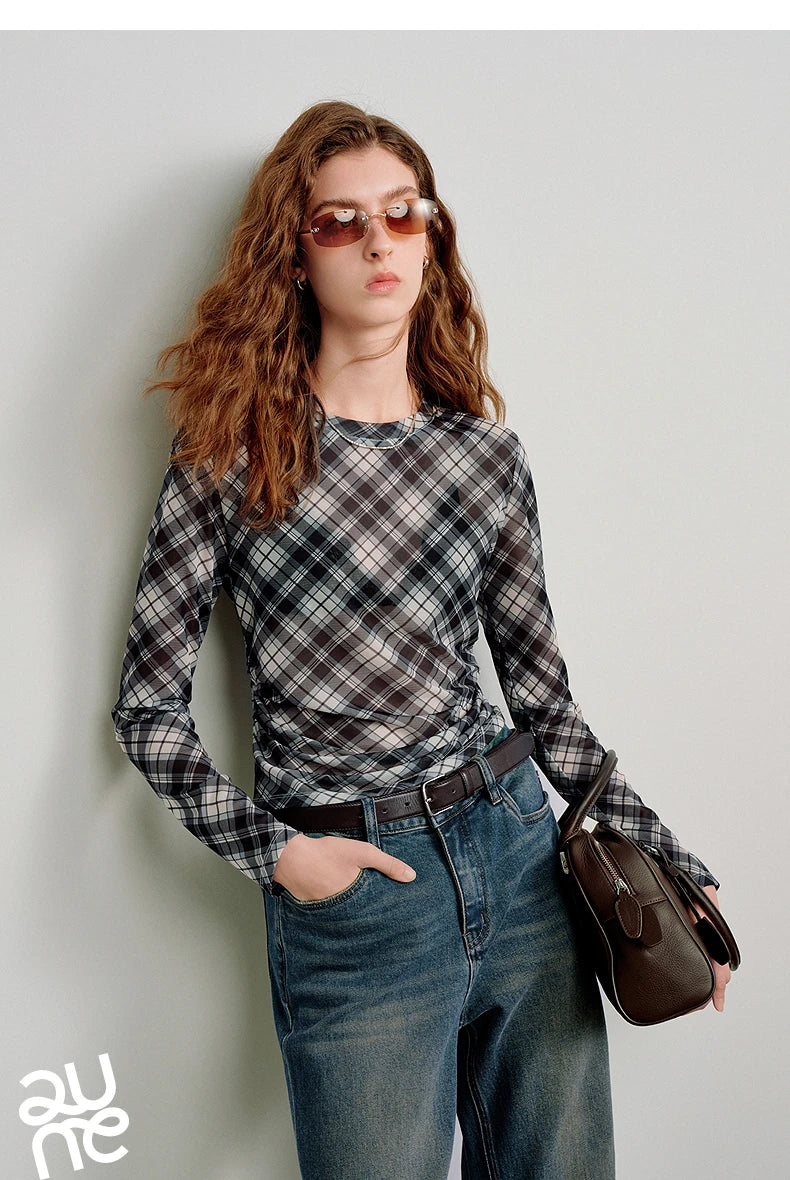 T-shirt femme en maille imprimé 2026 — printemps, taille découpée, Y2K, hauts courts