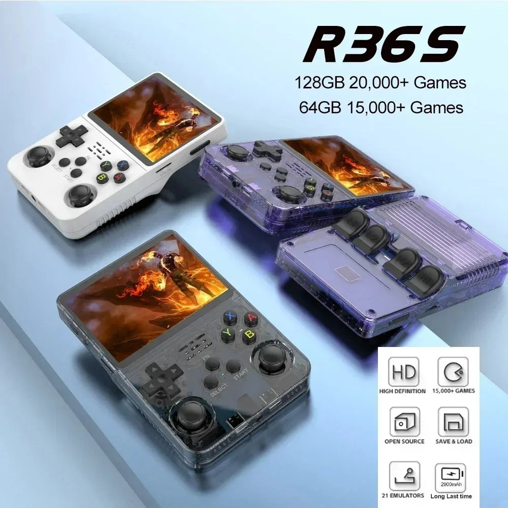 Console de jeu rétro portable 3,5" IPS — 64/128 Go, système Linux, jeux vidéo, cadeau enfants (v2)