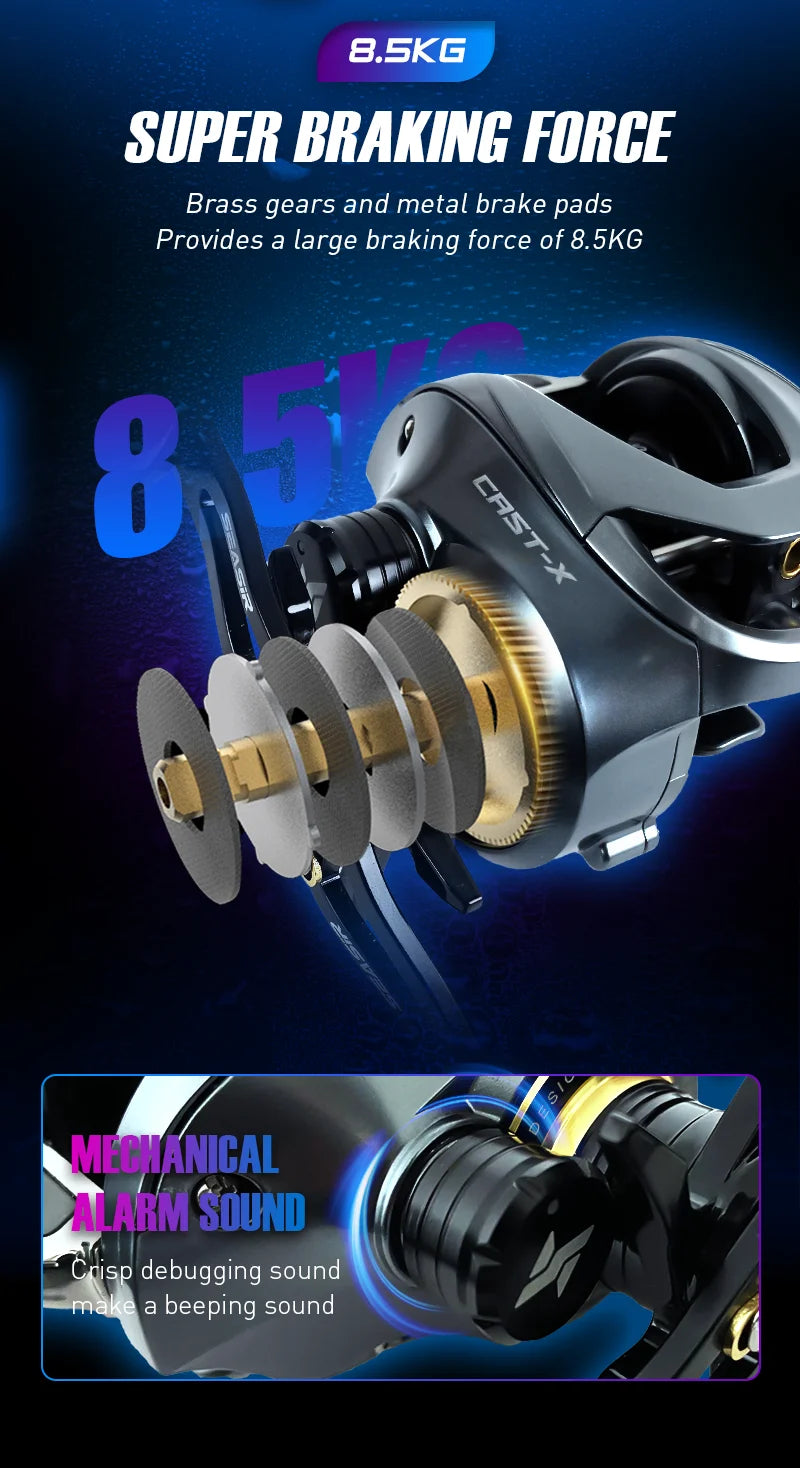 SEASIR Cast-X Baitcasting moulinet 7.3:1 HS rapport de vitesse aluminium Double bobine carbone poignée métal BFS Micro bobine de pêche en eau de mer fraîche