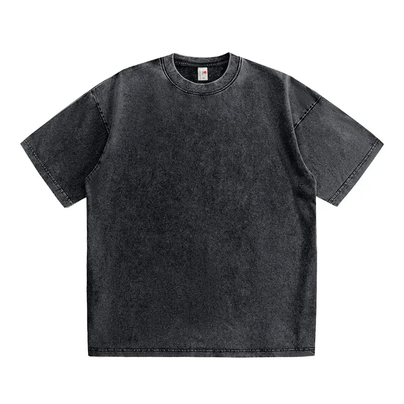 230g American Cotton Oversized T-Shirts Men Summer Vintage Washed T-Shirts Casual Short Sleeve Basic Men Tops