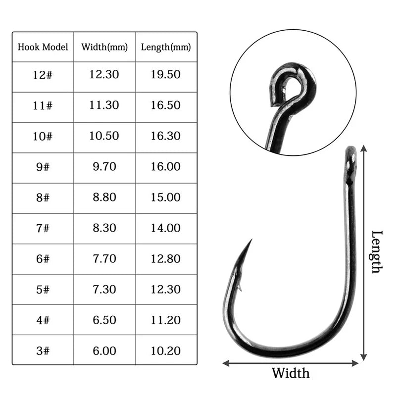 Ensemble d'Hameçons Pêche 100 Pièces — Acier Haute Teneur Carbone, Cercle Barbelé, Carpe, Mouche