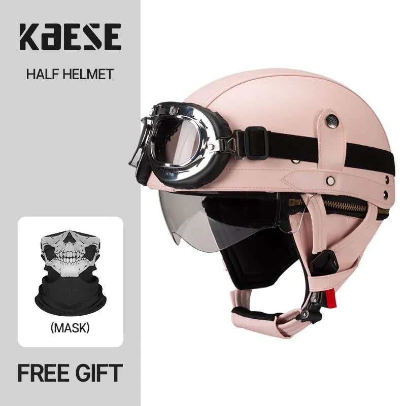Motorcycle Half-Face Vintage Helmets Men Women Unisex Scooter Summer Helmet Black Brown DOT Approved Helmet