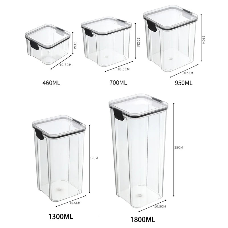 Household Seasoning Sealed Plastic Jars Set, Moisture-Proof Storage Box