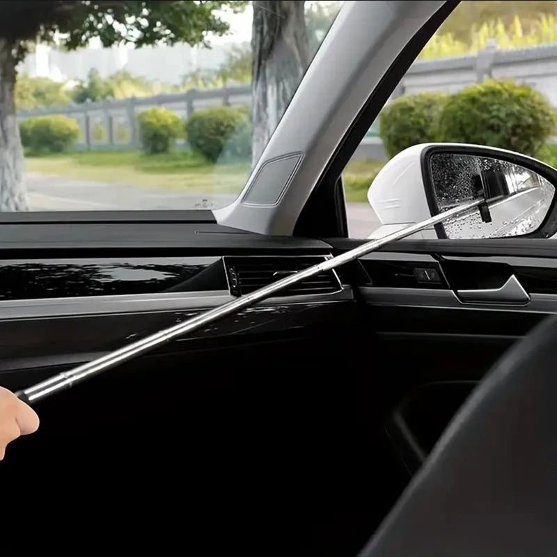 Limpiaparabrisas para espejo retrovisor de coche, mango telescópico, limpiaparabrisas para espejo retrovisor de coche, herramientas de limpieza duraderas de acero inoxidable para ventanas de automóviles, cepillo de limpieza