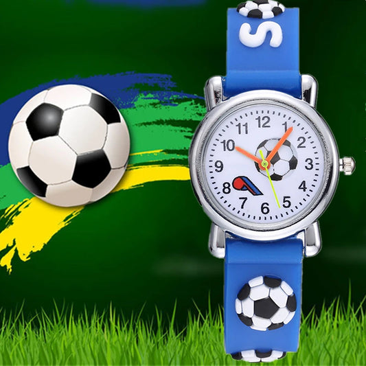 Children's Silicone Football Watches, Unique Design, Quartz Wristwatch for Boys, Birthday Gift