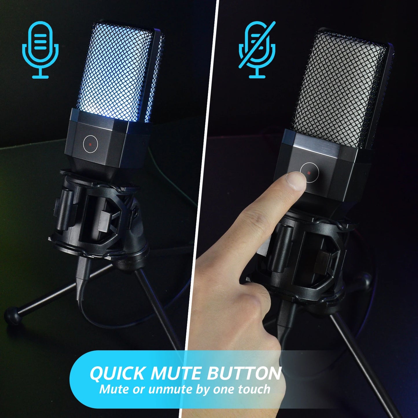 Microphone USB à condensateur pour gaming et podcast – Micro filaire pour PC, streaming et karaoké