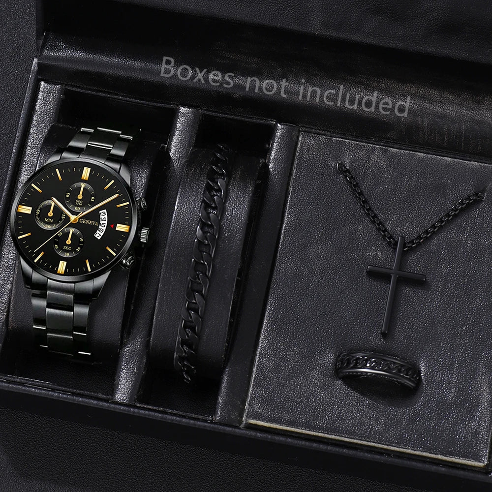 Montre Quartz Acier Inoxydable Homme — Calendrier Affaires Bracelet